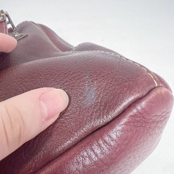 Vintage Fossil 90s Brown Auburn Leather Handbag Shoulder Bag Purse - Picture 12 of 12